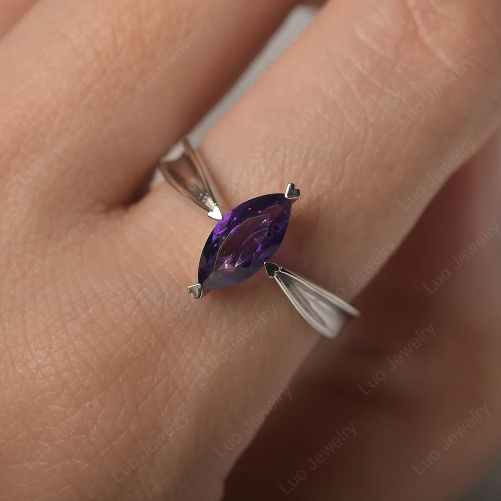 Marquise Amethyst Concave Ring - Image 5