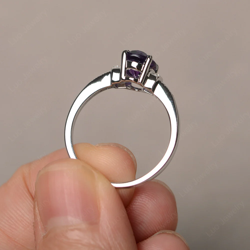 Petite Oval Amethyst Ring - Image 3