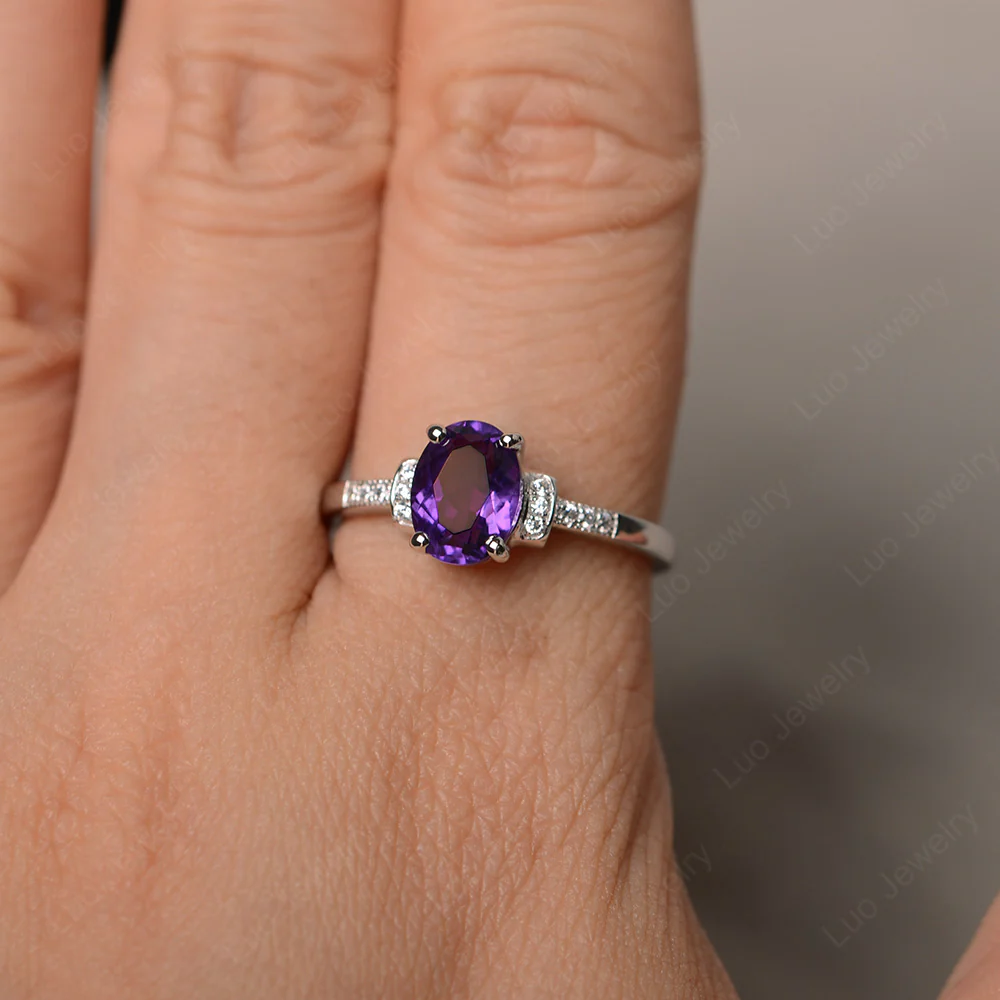 Petite Oval Amethyst Ring - Image 4