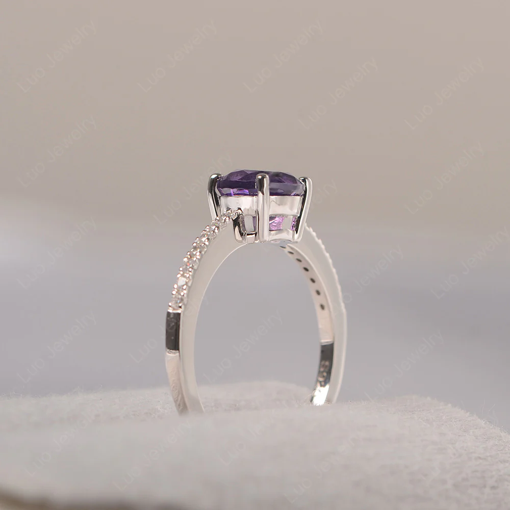 Simple Round Amethyst Ring - Image 3