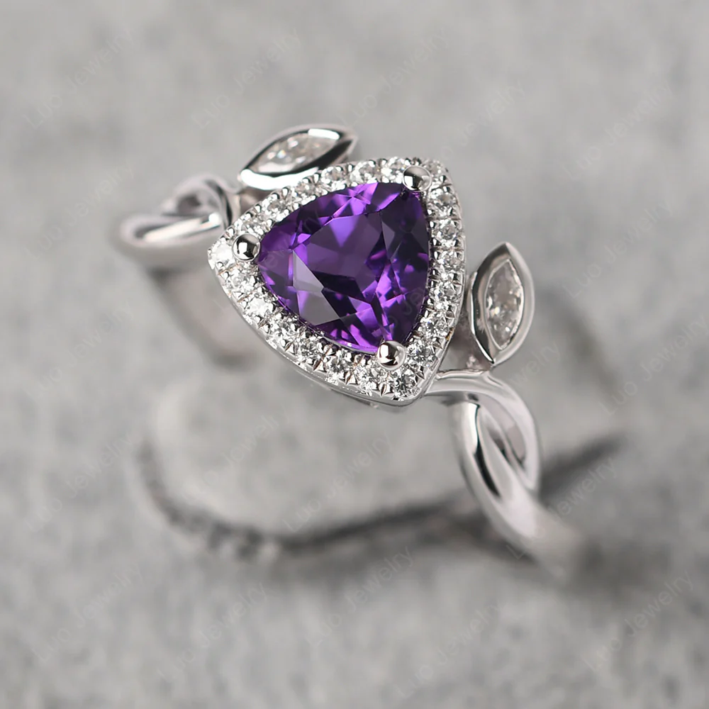 Amethyst Twisted Leaf Ring