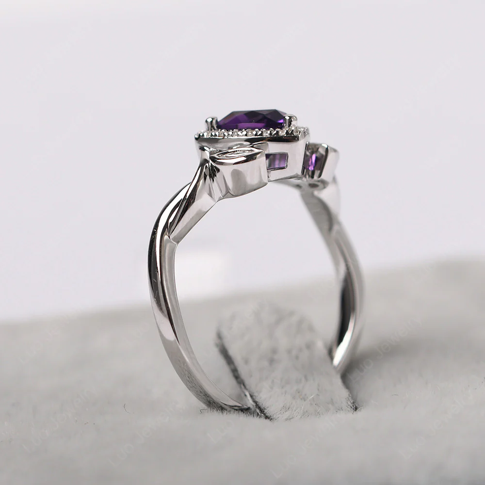 Amethyst Twisted Leaf Ring - Image 6