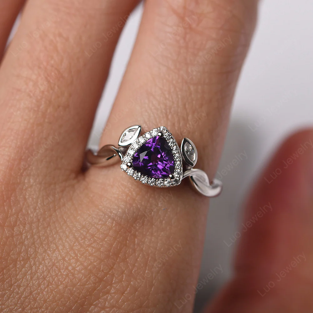 Amethyst Twisted Leaf Ring - Image 7