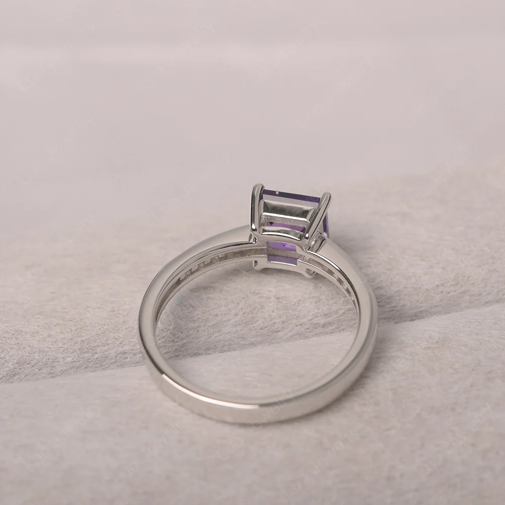 Square Cut Amethyst Promise Ring - Image 3