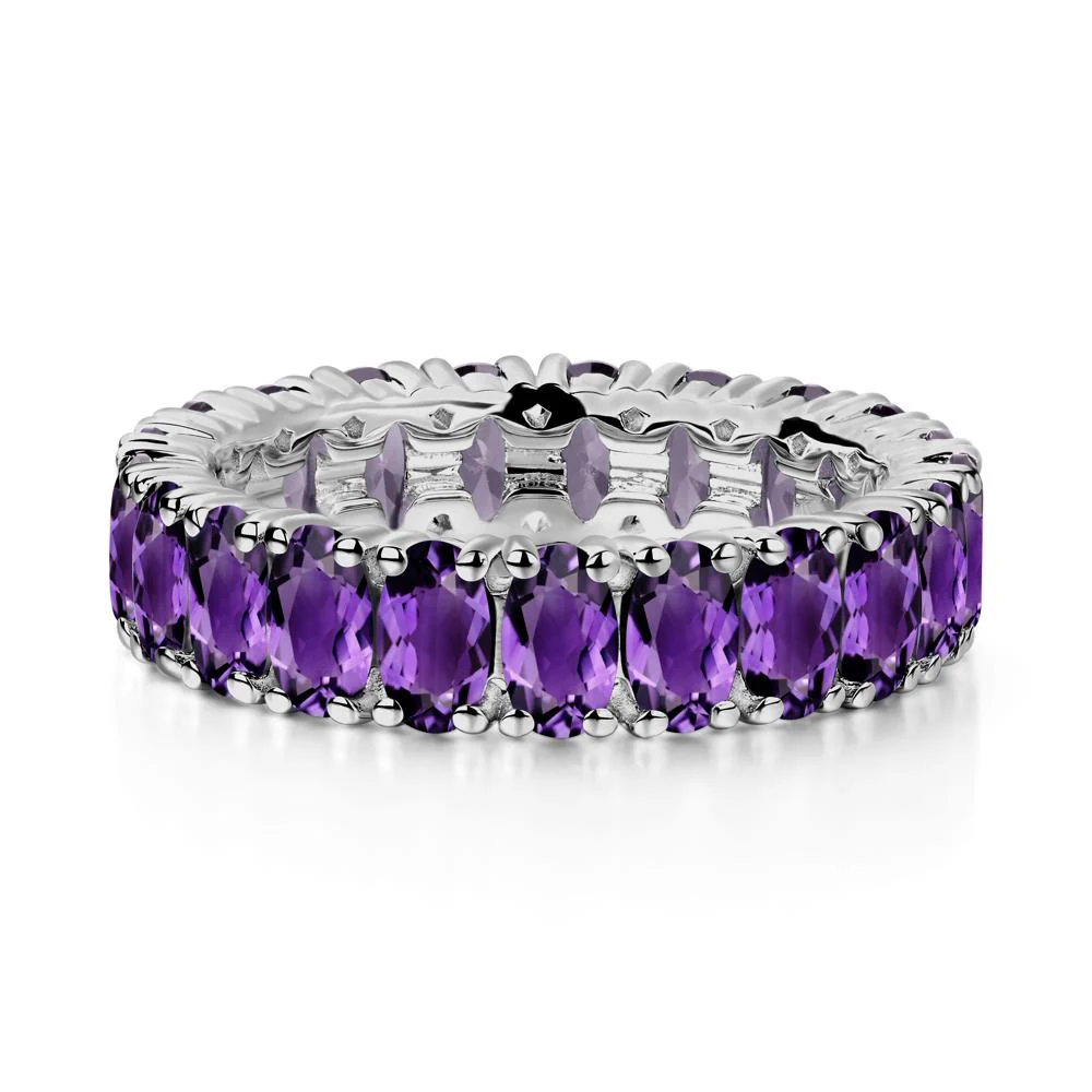 Amethyst Wide Wedding Band Ring - Image 4