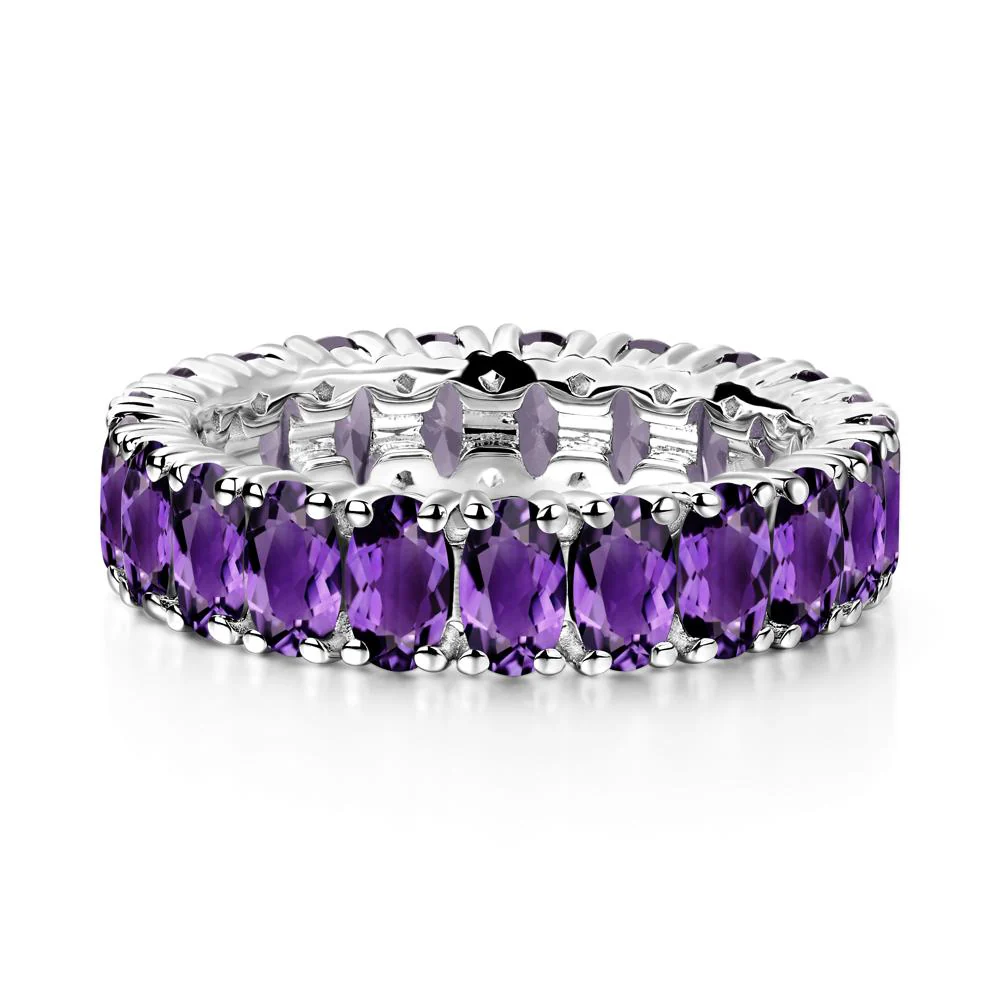 Amethyst Wide Wedding Band Ring - Image 5
