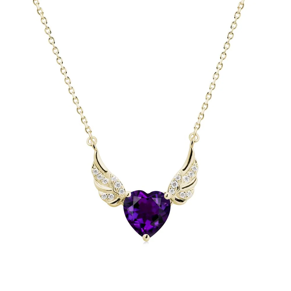 Angel Wing Heart Shaped Amethyst Necklace