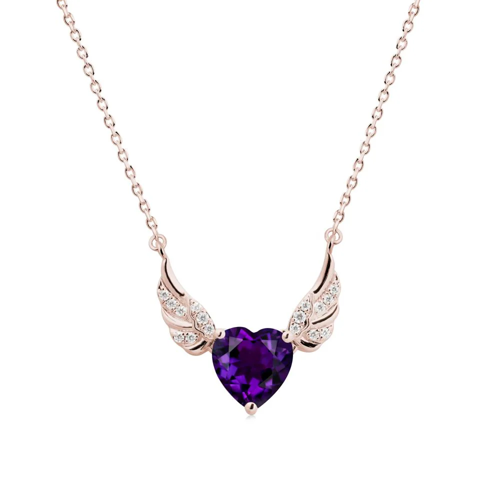 Angel Wing Heart Shaped Amethyst Necklace - Image 2