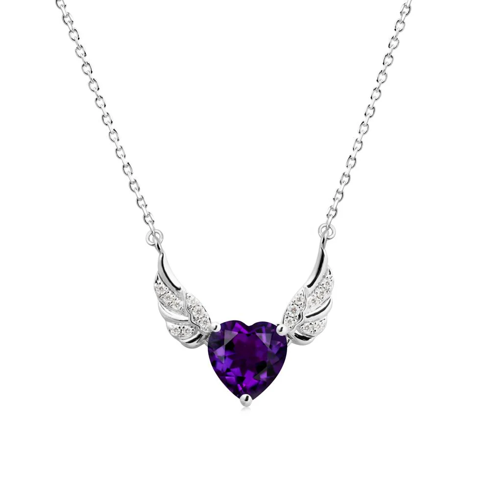 Angel Wing Heart Shaped Amethyst Necklace - Image 3