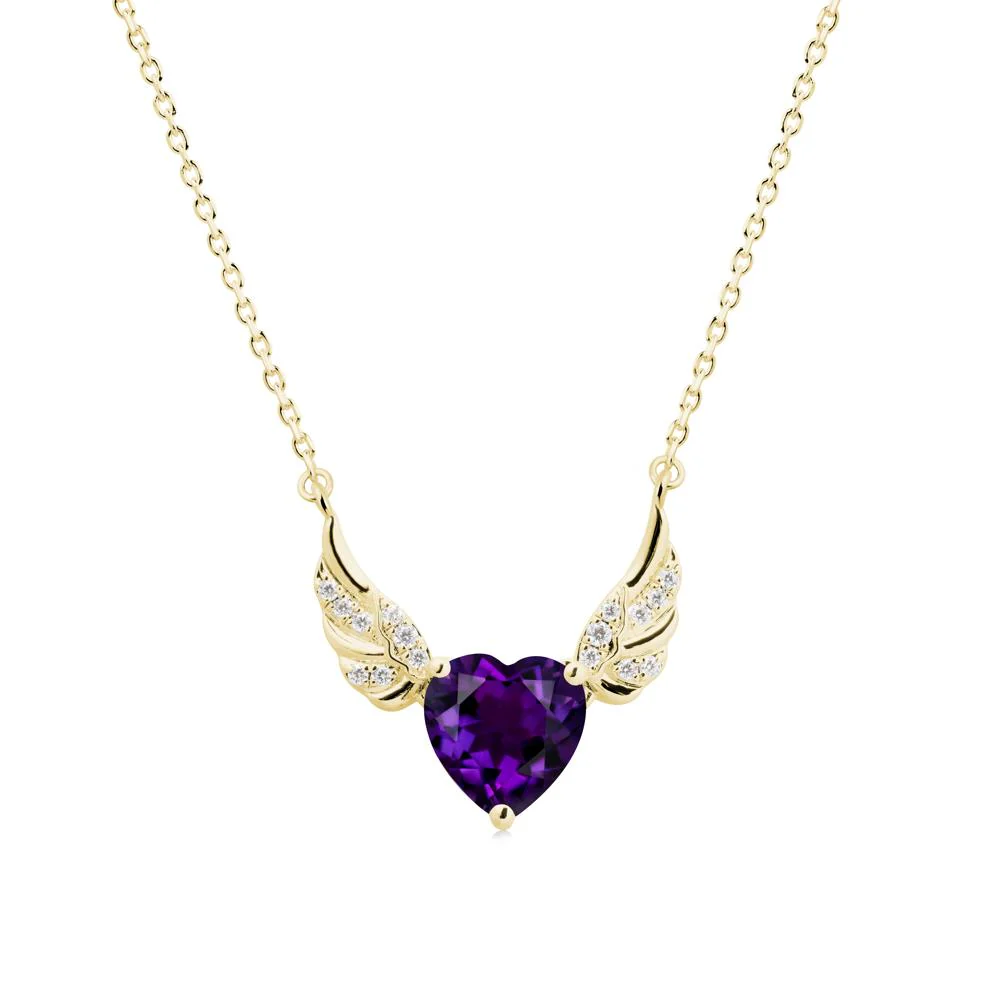 Angel Wing Heart Shaped Amethyst Necklace - Image 6