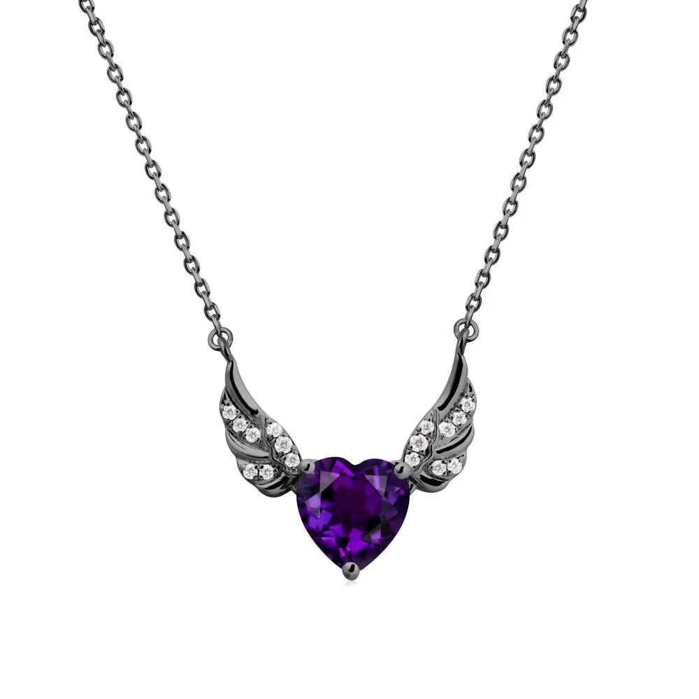 Angel Wing Heart Shaped Amethyst Necklace - Image 7