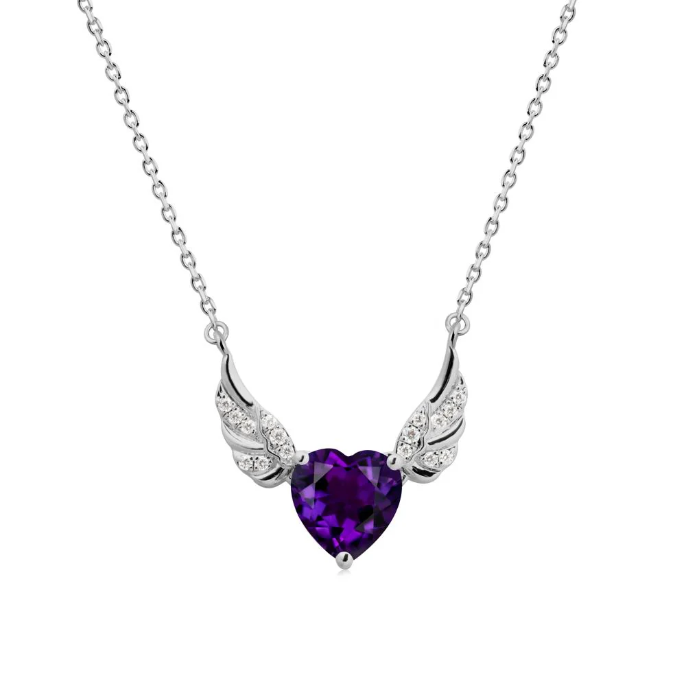 Angel Wing Heart Shaped Amethyst Necklace - Image 8