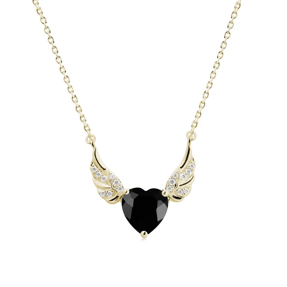 Angel Wing Heart Shaped Black Spinel Necklace - Image 4