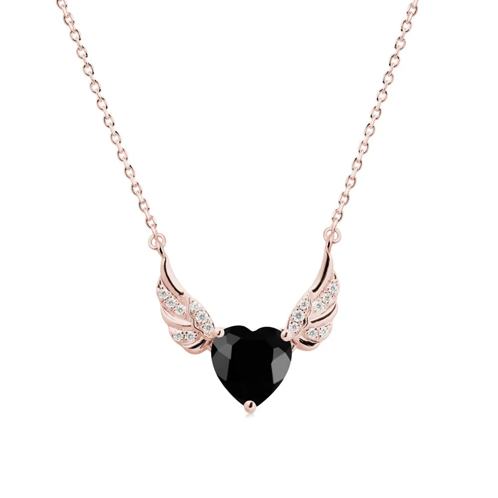Angel Wing Heart Shaped Black Spinel Necklace - Image 5