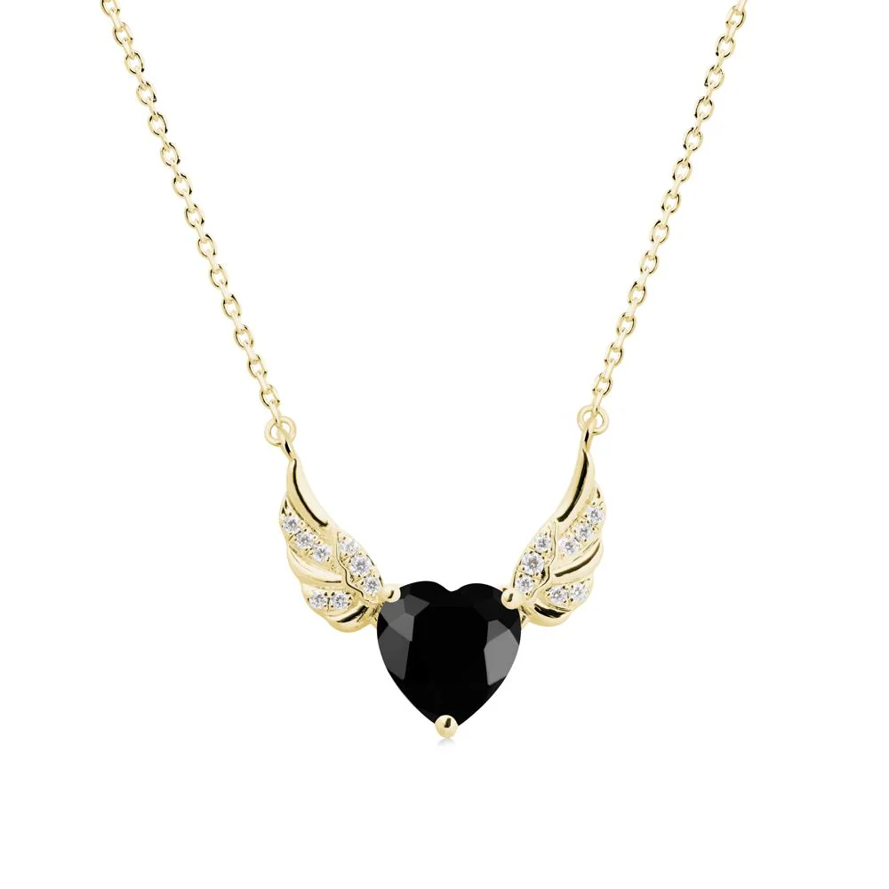Angel Wing Heart Shaped Black Spinel Necklace - Image 7
