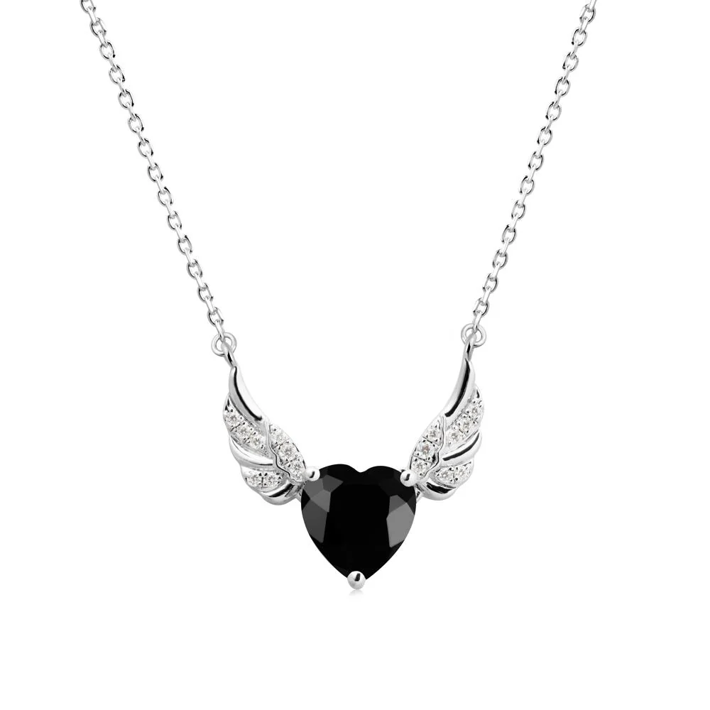 Angel Wing Heart Shaped Black Spinel Necklace - Image 9