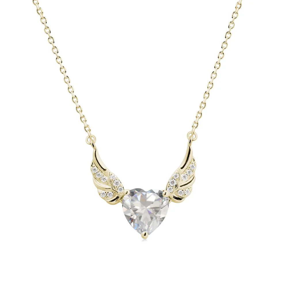 Angel Wing Heart Shaped Cubic Zirconia Necklace - Image 3
