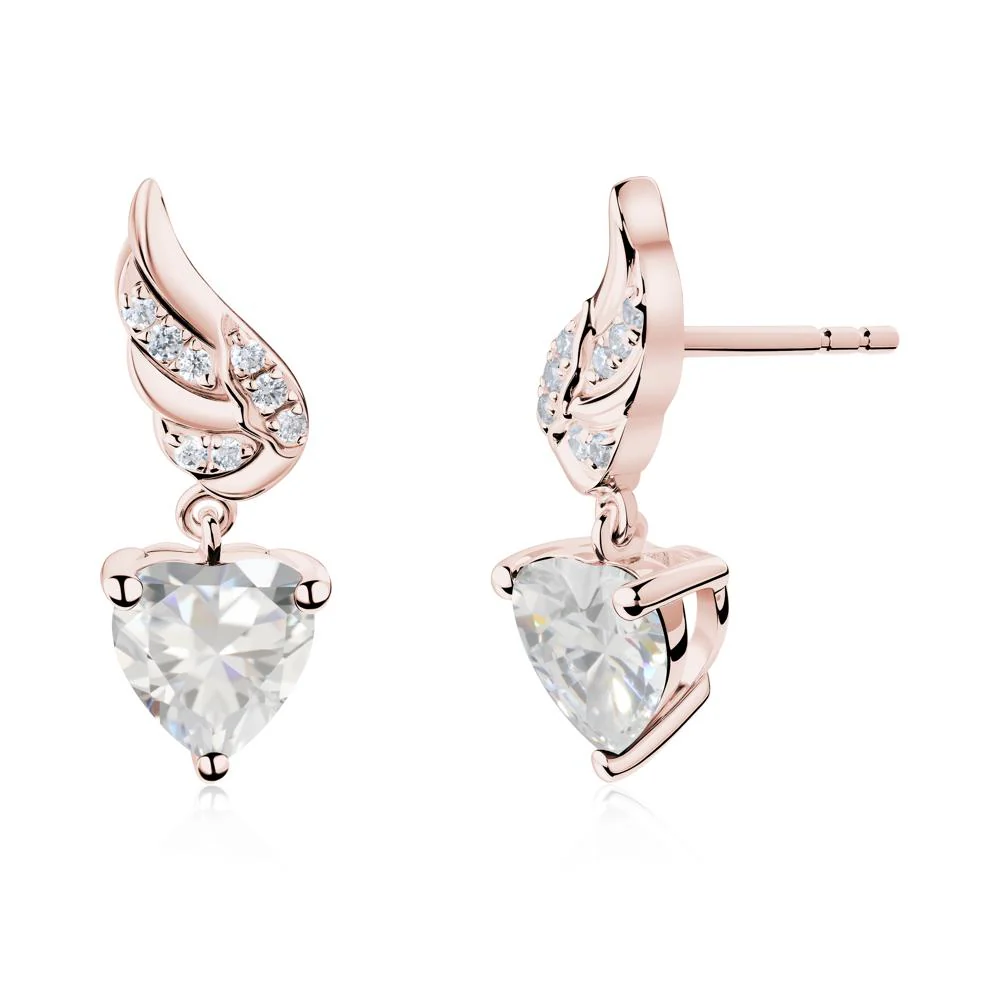 Angel Wing Heart Shaped Cubic Zirconia Stud Earrings - Image 8