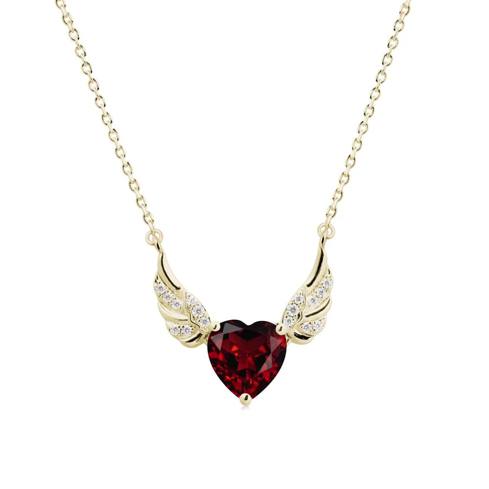 Angel Wing Heart Shaped Garnet Necklace - Image 4