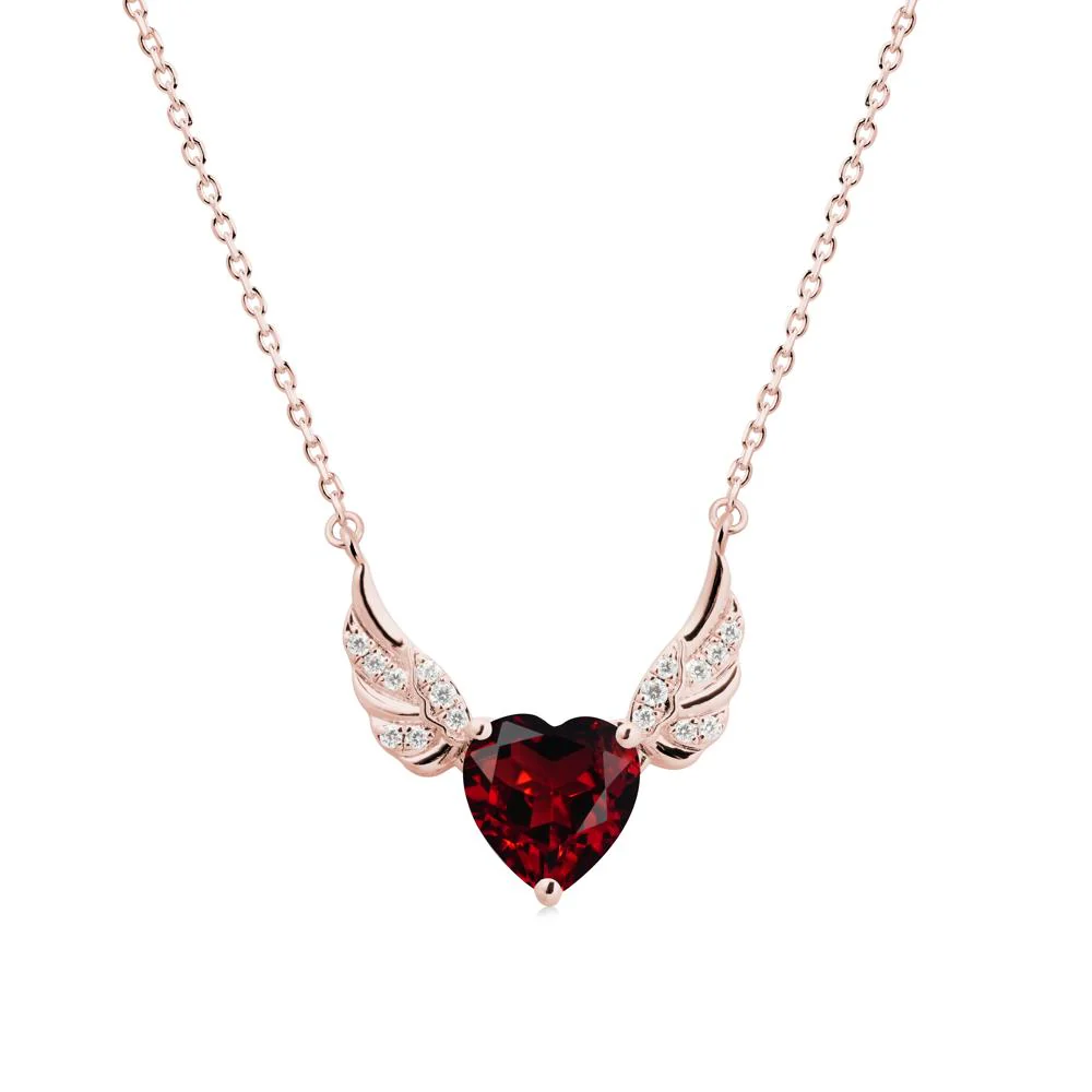 Angel Wing Heart Shaped Garnet Necklace - Image 5