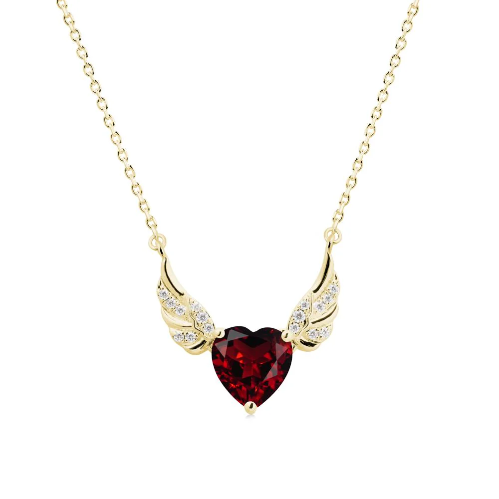 Angel Wing Heart Shaped Garnet Necklace - Image 7