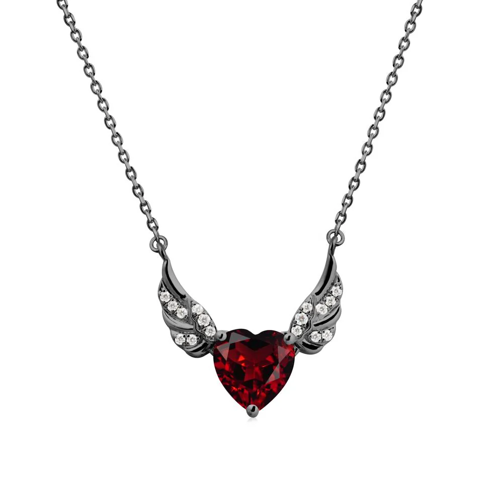 Angel Wing Heart Shaped Garnet Necklace - Image 8