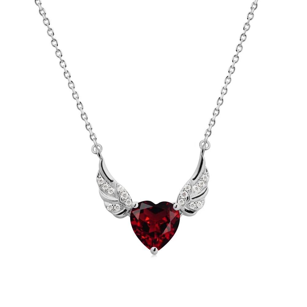 Angel Wing Heart Shaped Garnet Necklace - Image 9