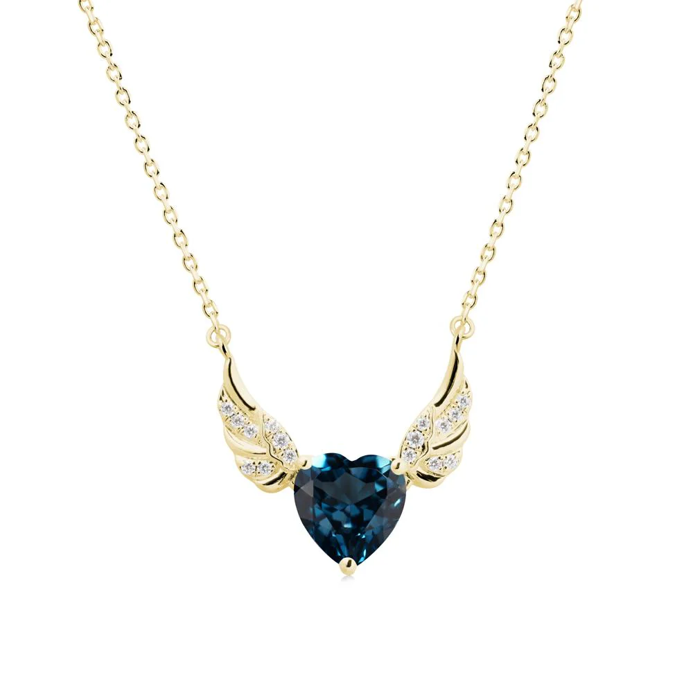 Angel Wing Heart Shaped London Blue Topaz Necklace - Image 6