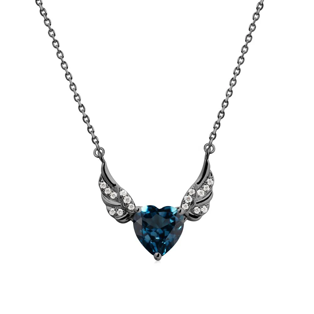 Angel Wing Heart Shaped London Blue Topaz Necklace - Image 7