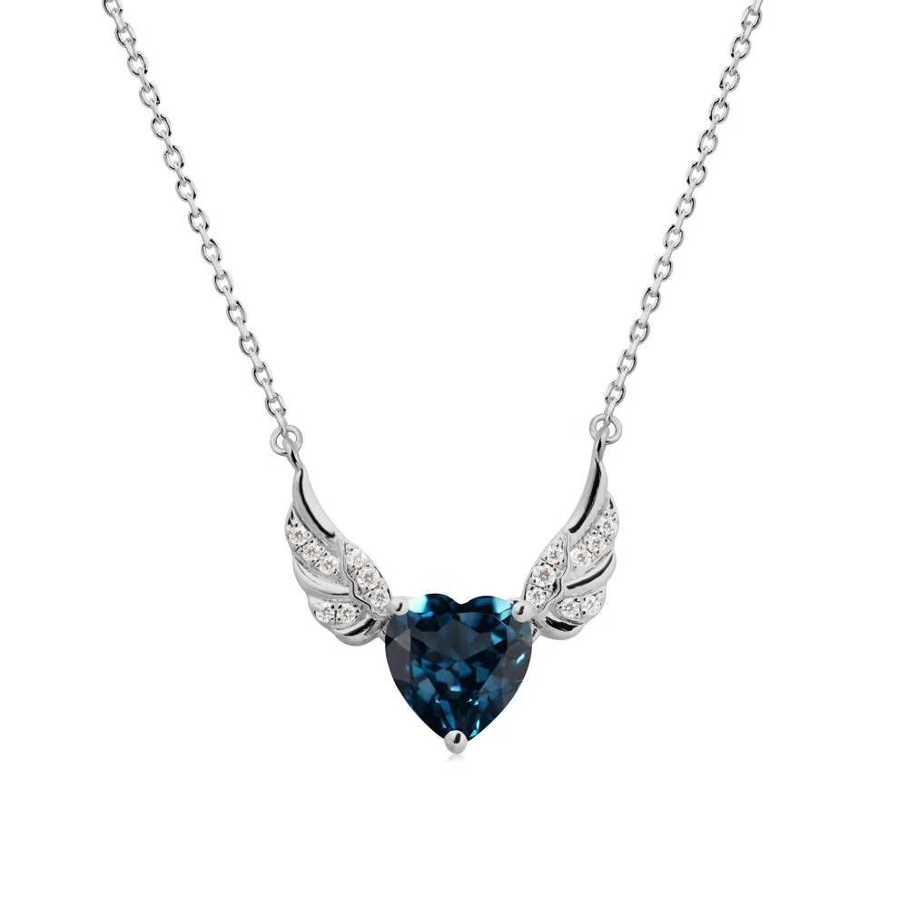 Angel Wing Heart Shaped London Blue Topaz Necklace - Image 8