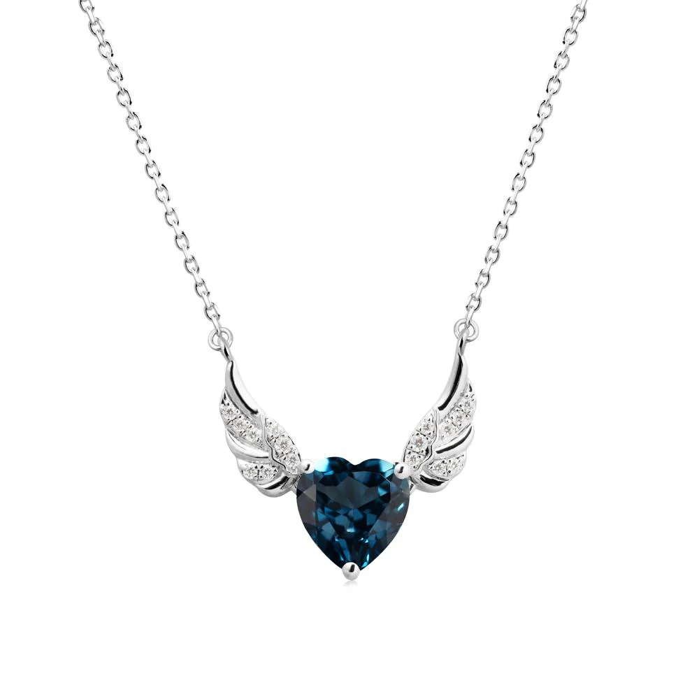Angel Wing Heart Shaped London Blue Topaz Necklace - Image 9