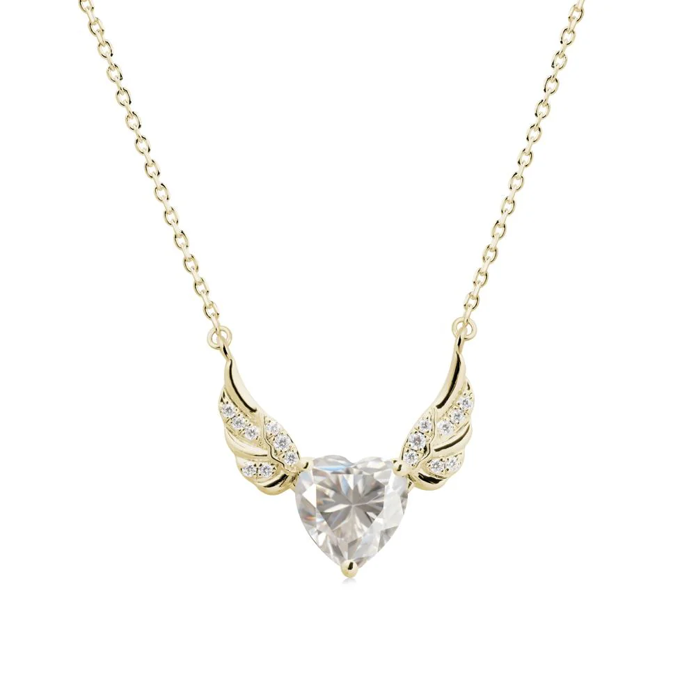 Angel Wing Heart Shaped Moissanite Necklace - Image 3