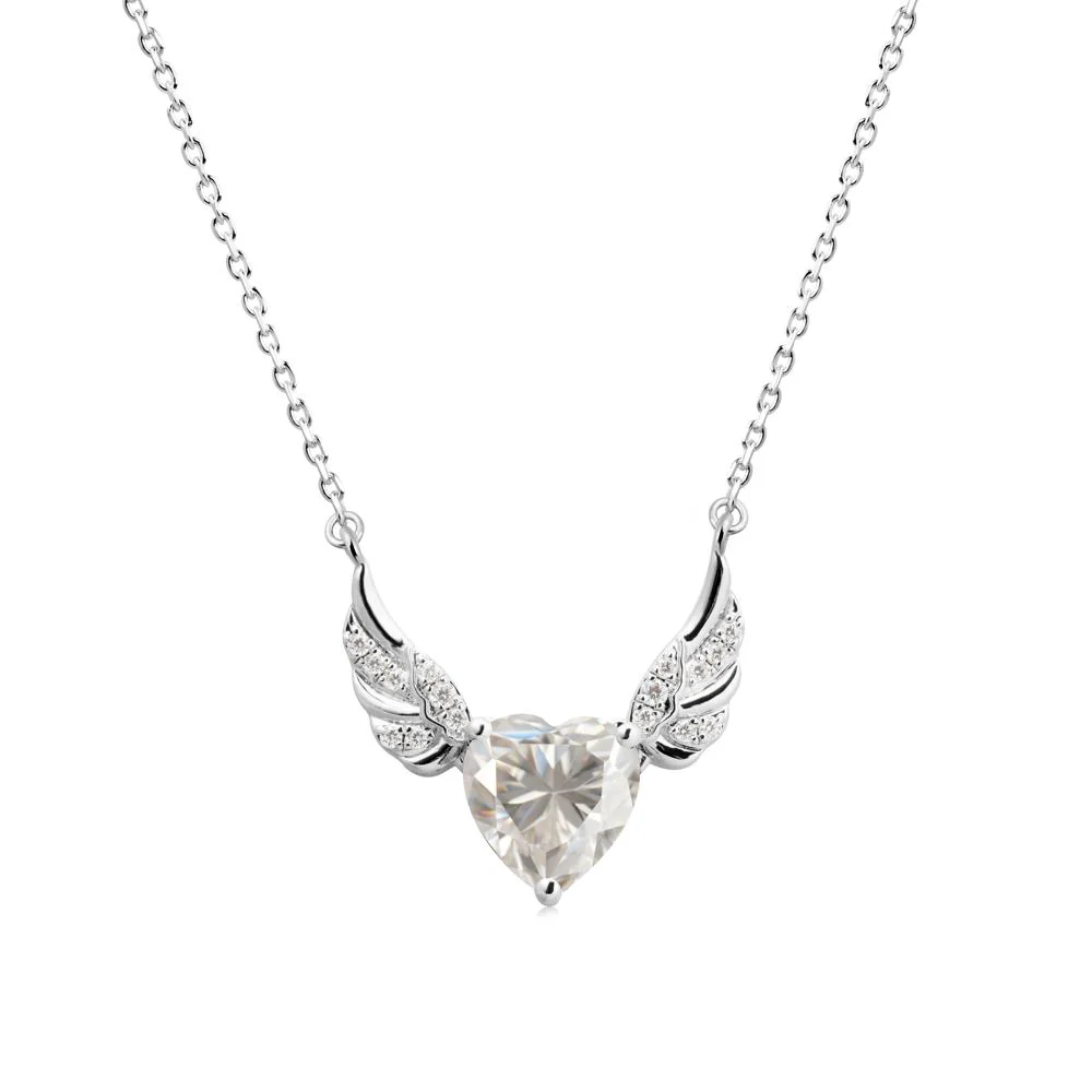 Angel Wing Heart Shaped Moissanite Necklace - Image 9