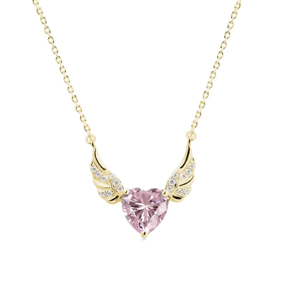 Angel Wing Heart Shaped Pink Cubic Zirconia Necklace - Image 7