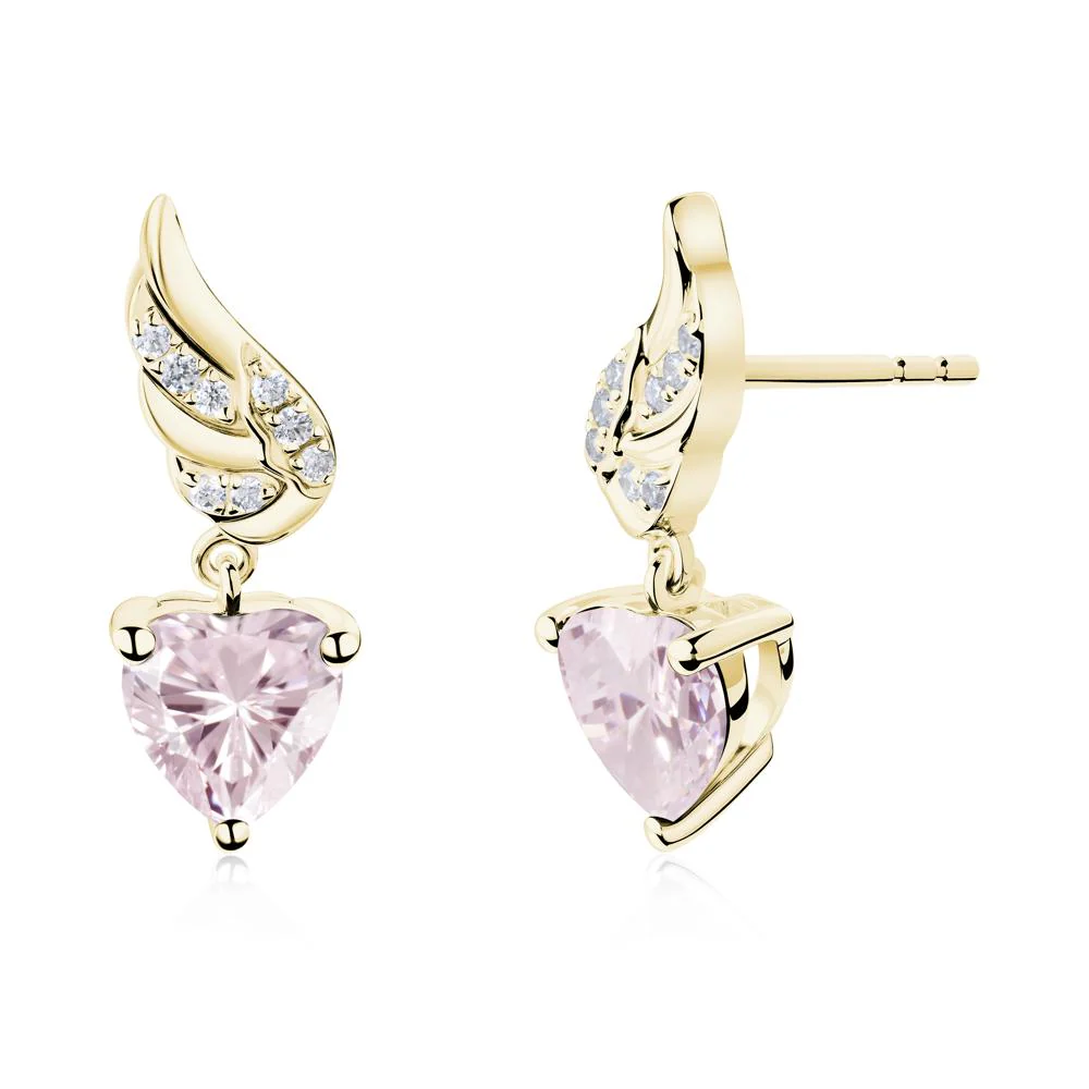 Angel Wing Heart Shaped Pink Cubic Zirconia Stud Earrings - Image 9