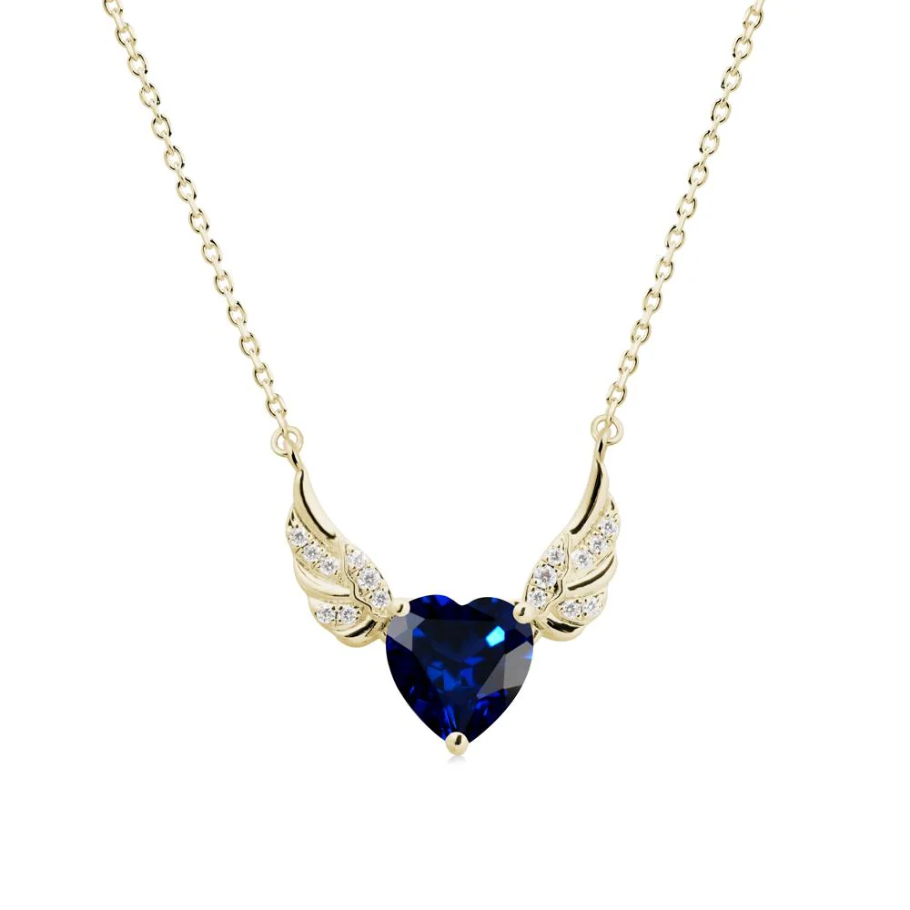 Angel Wing Heart Shaped Sapphire Necklace - Image 3