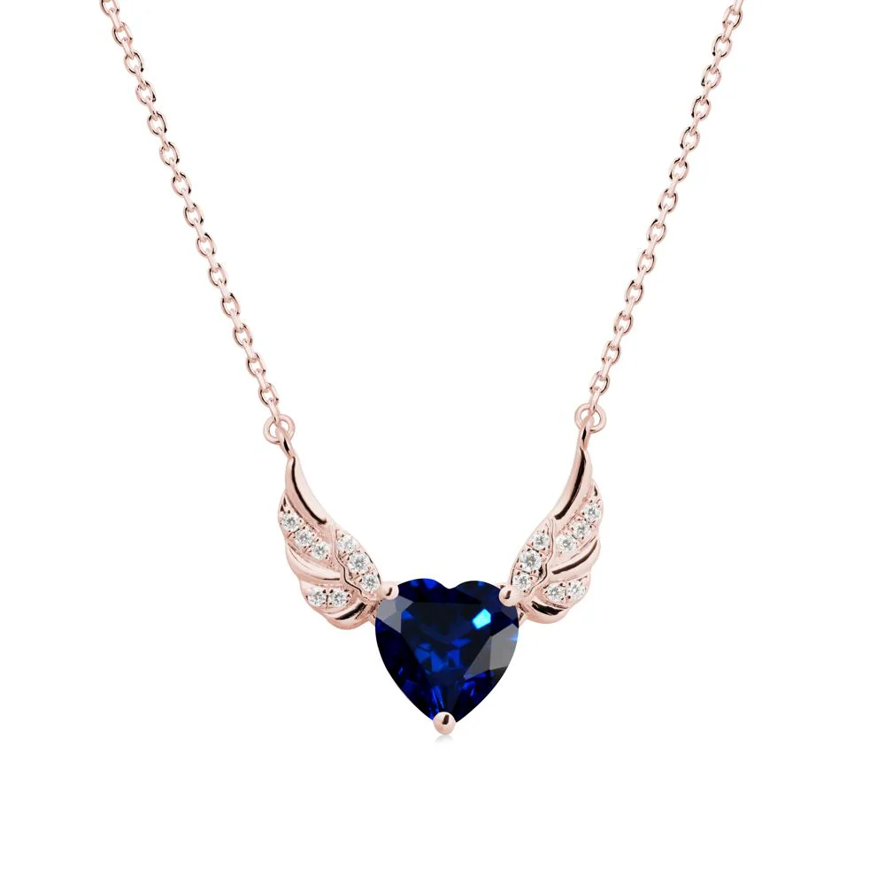 Angel Wing Heart Shaped Sapphire Necklace - Image 4