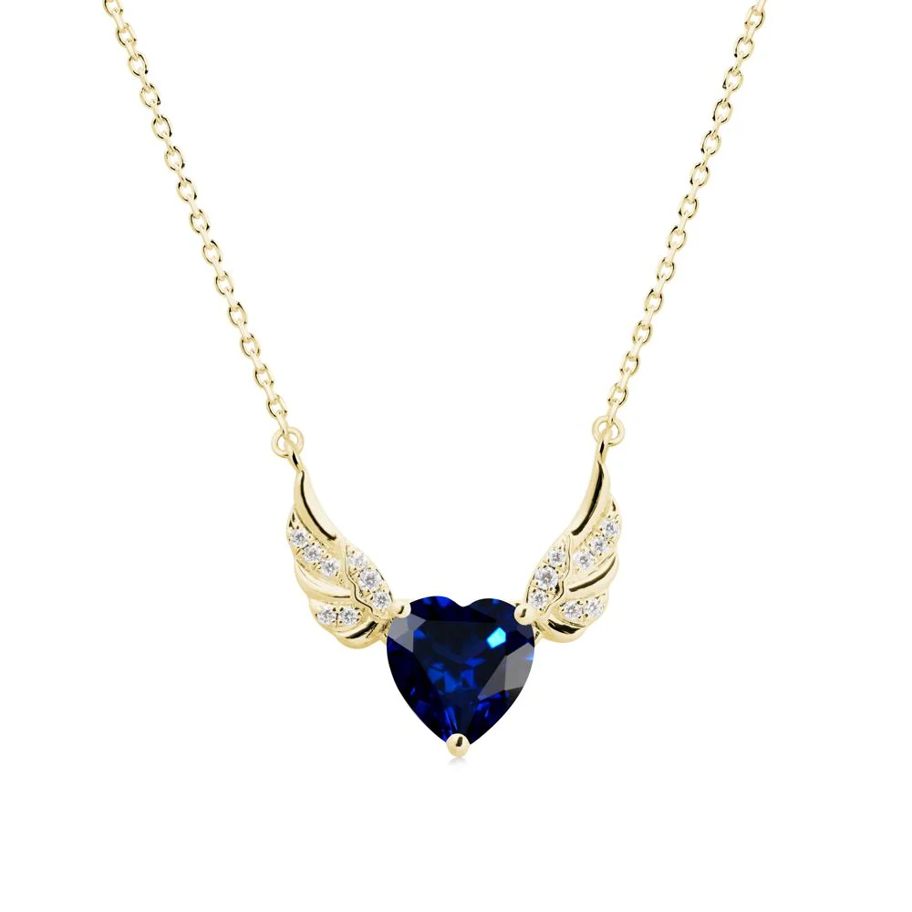 Angel Wing Heart Shaped Sapphire Necklace - Image 6