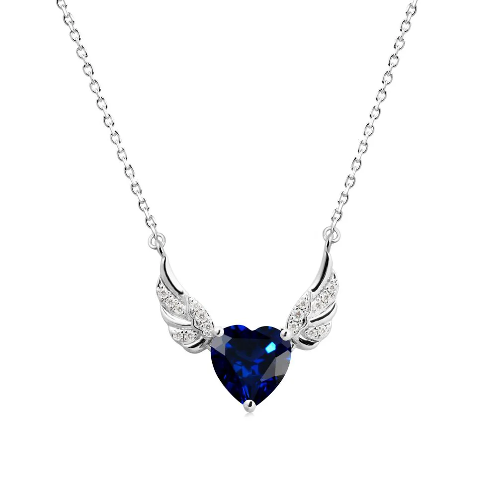 Angel Wing Heart Shaped Sapphire Necklace - Image 9
