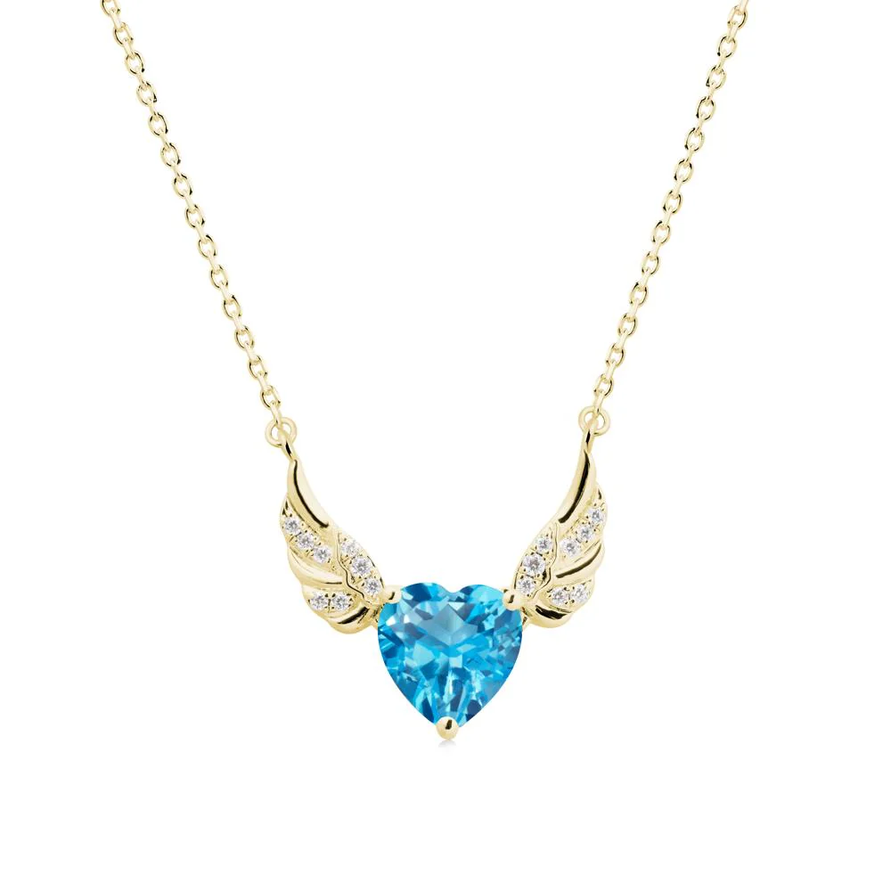 Angel Wing Heart Shaped Swiss Blue Topaz Necklace - Image 7