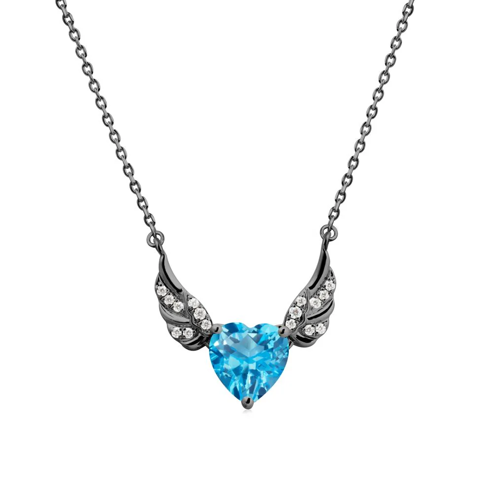 Angel Wing Heart Shaped Swiss Blue Topaz Necklace - Image 8