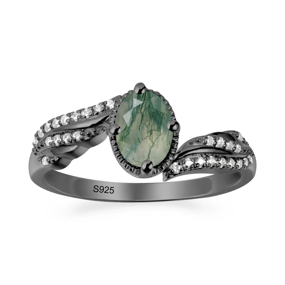 Angel Wings Inspired Moss Agate Ring