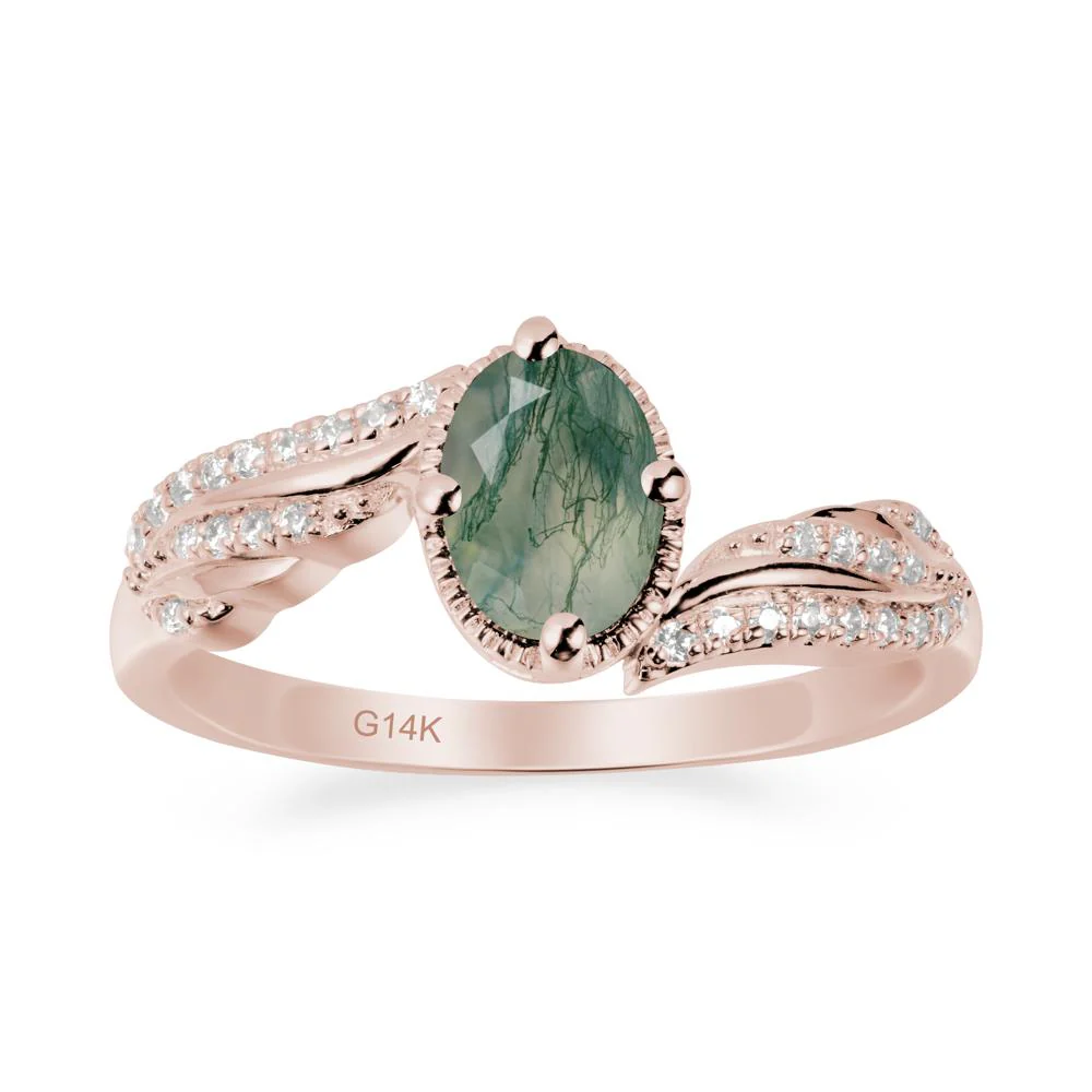 Angel Wings Inspired Moss Agate Ring - Image 2