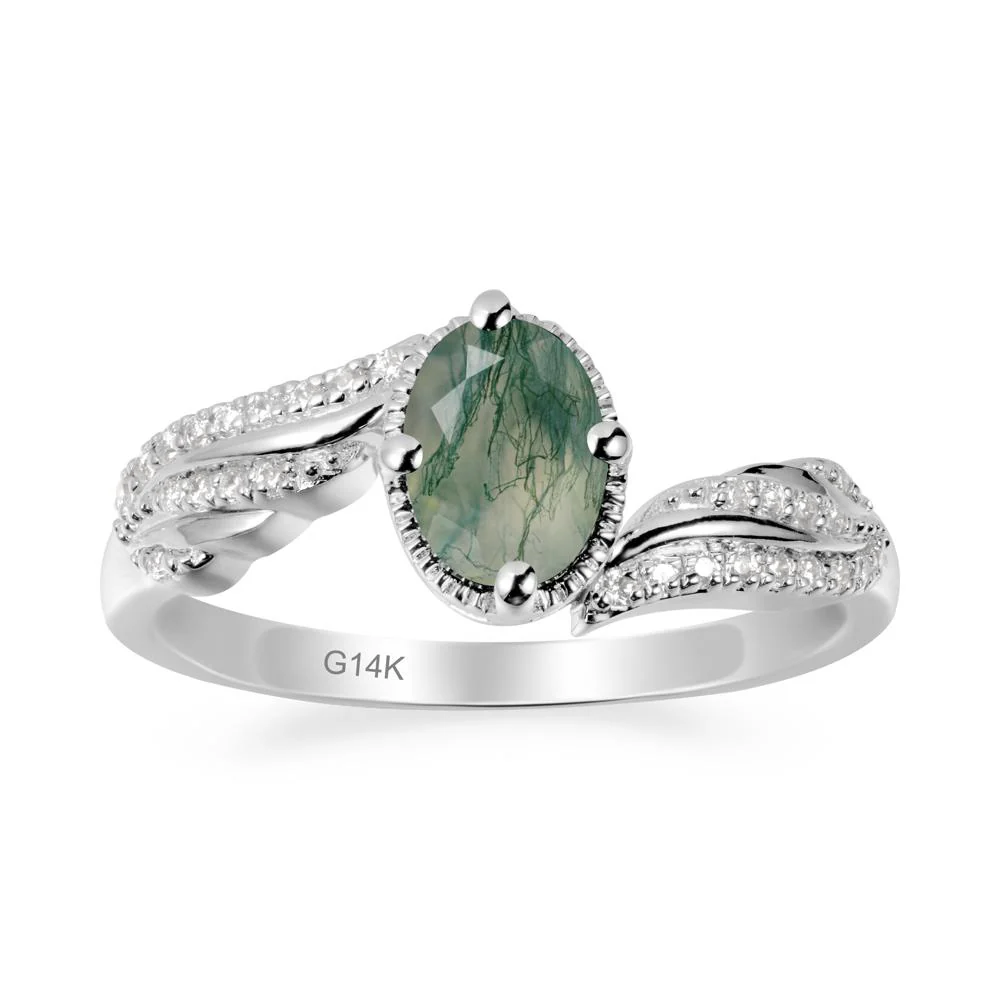 Angel Wings Inspired Moss Agate Ring - Image 3