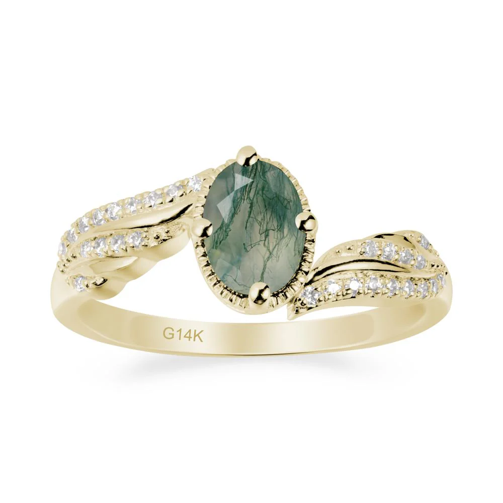 Angel Wings Inspired Moss Agate Ring - Image 4