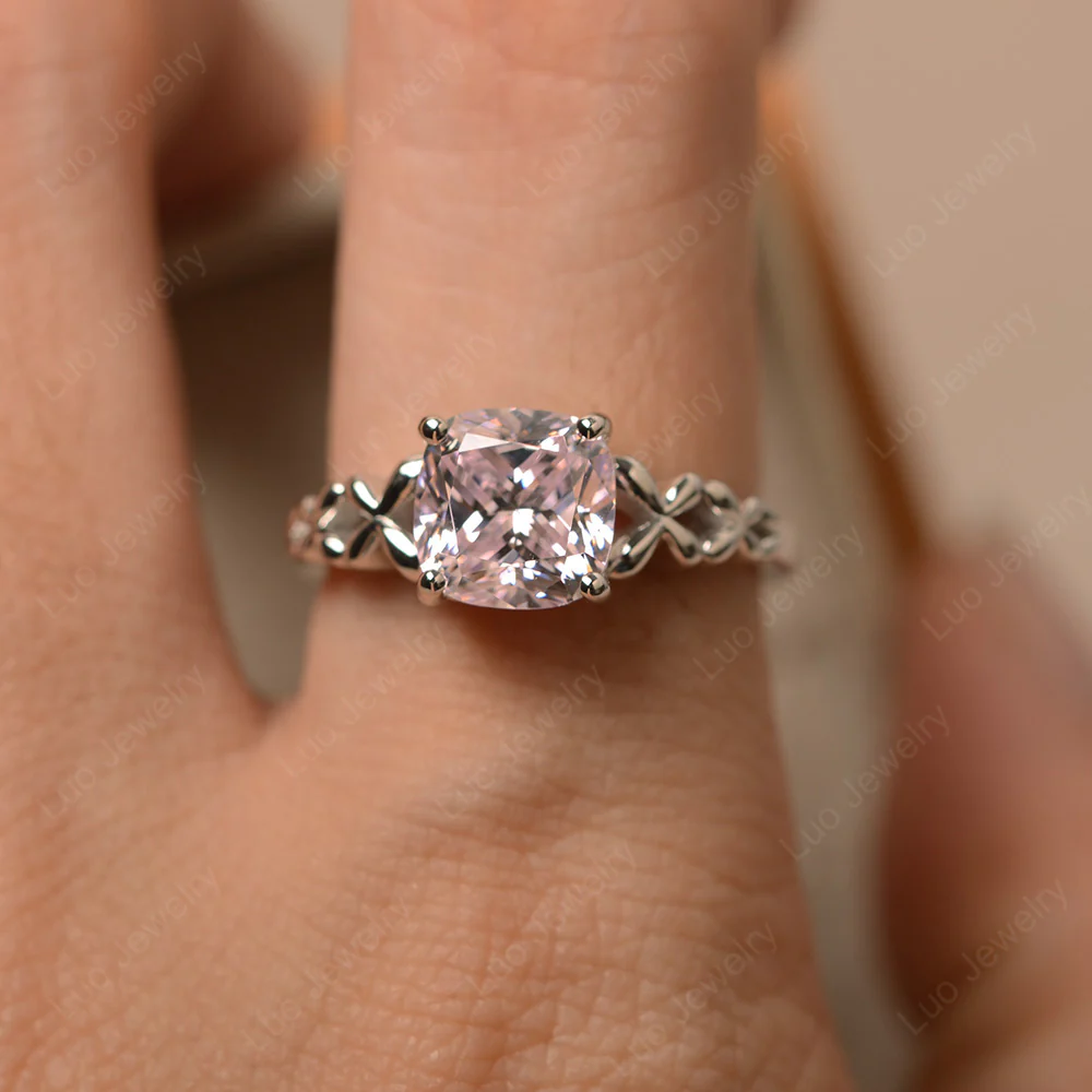 Cushion Cut Pink Cubic Zirconia Butterfly Ring - Image 4