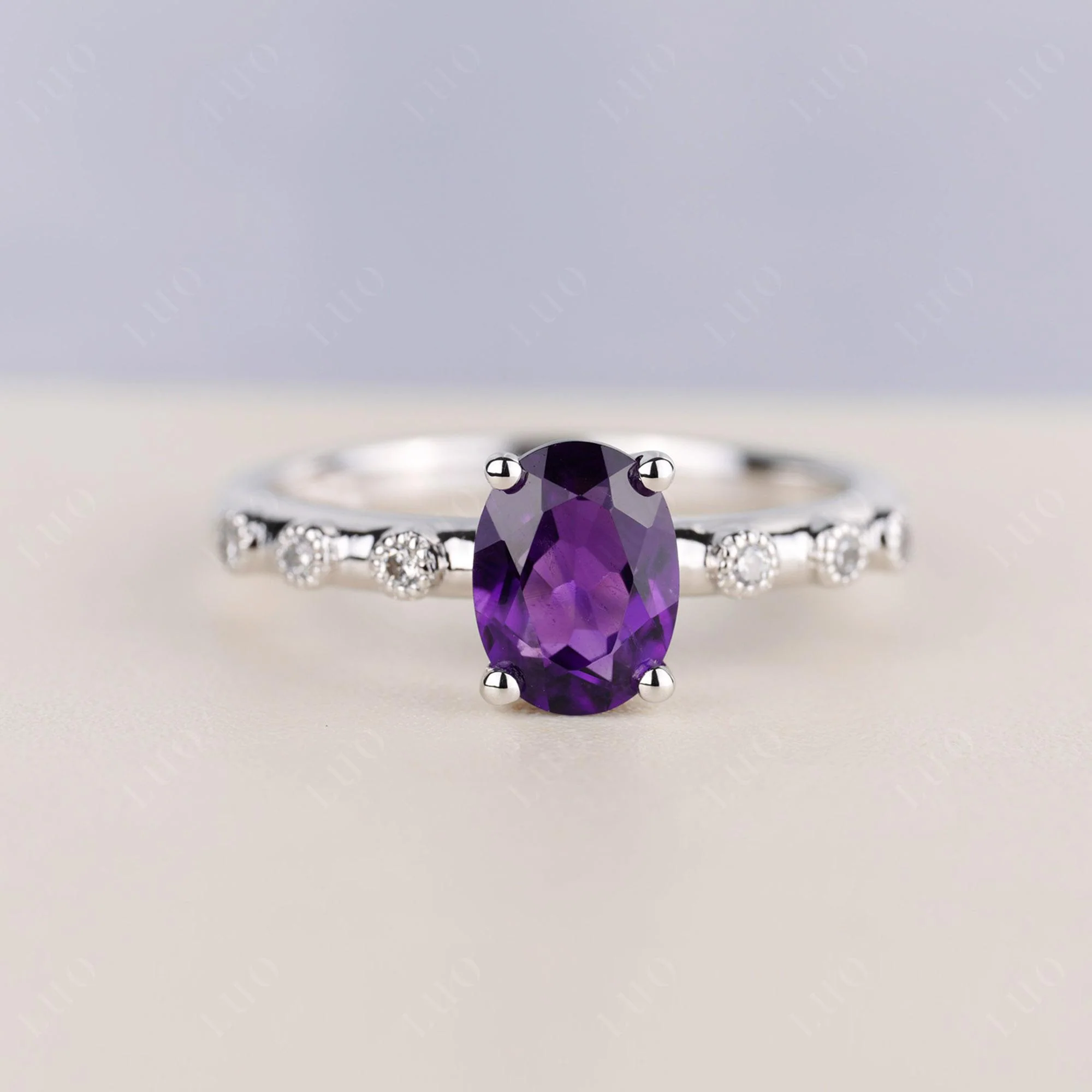 Antique Oval Cut Amethyst Ring