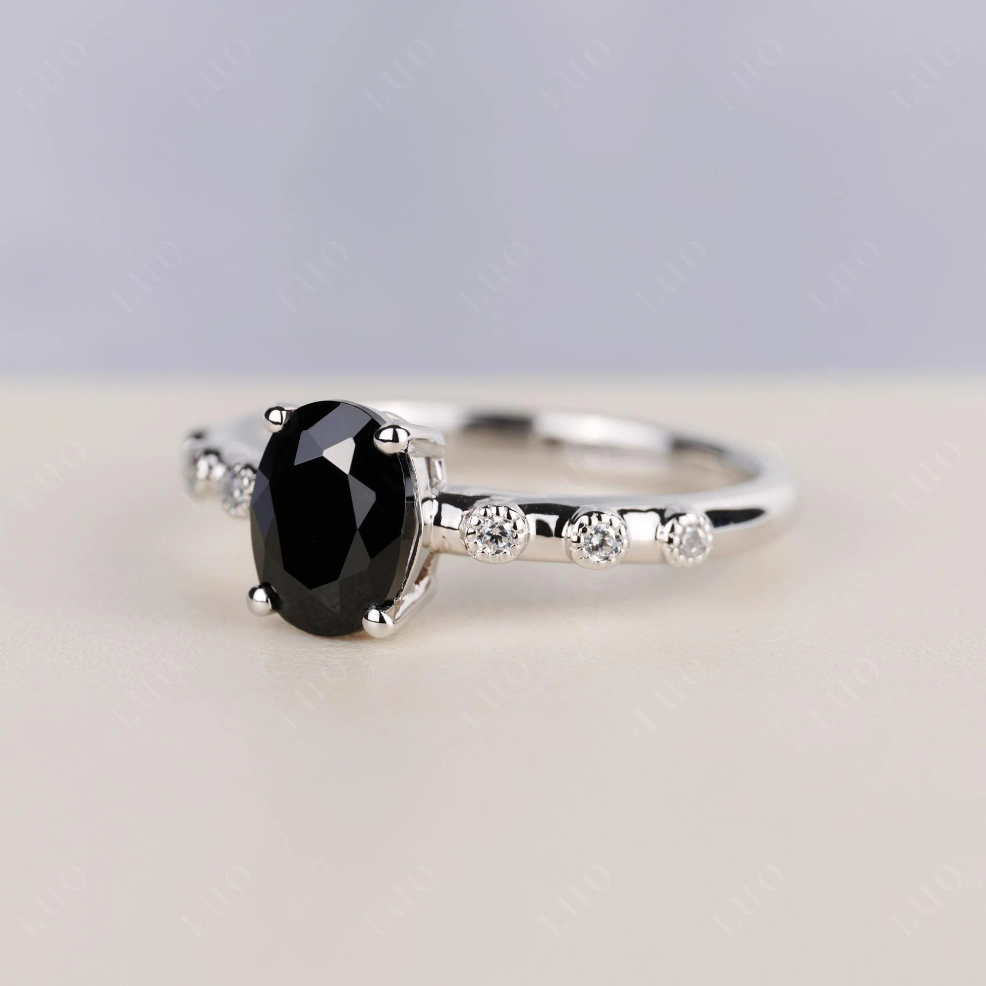 Antique Oval Cut Black Spinel Ring - Image 2