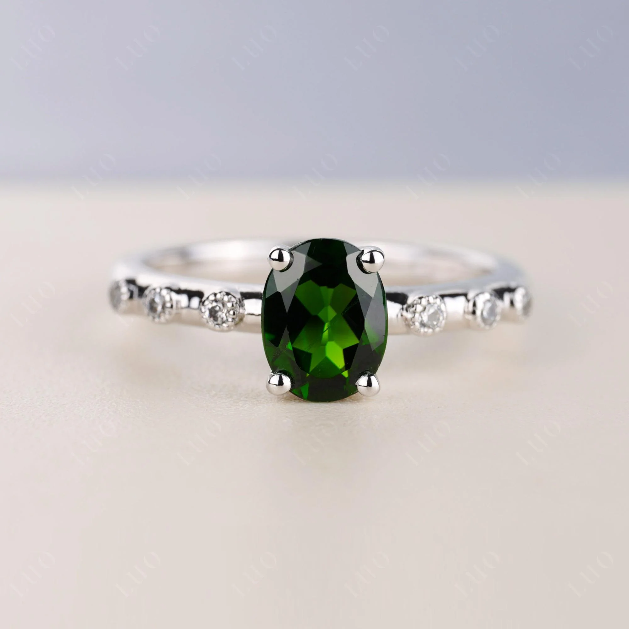 Antique Oval Cut Diopside Ring