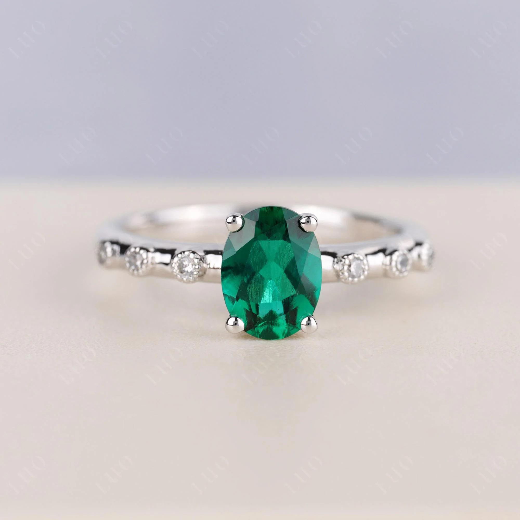Antique Oval Cut Emerald Ring